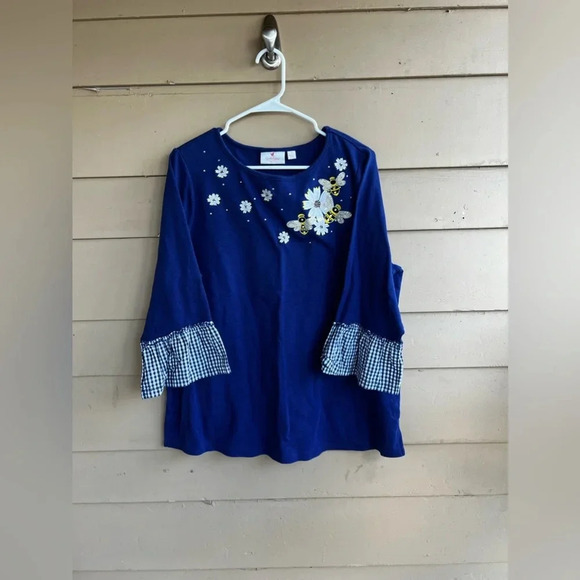 Quacker Factory Long Sleeve Blouse - Size 1x - Picture 1 of 6